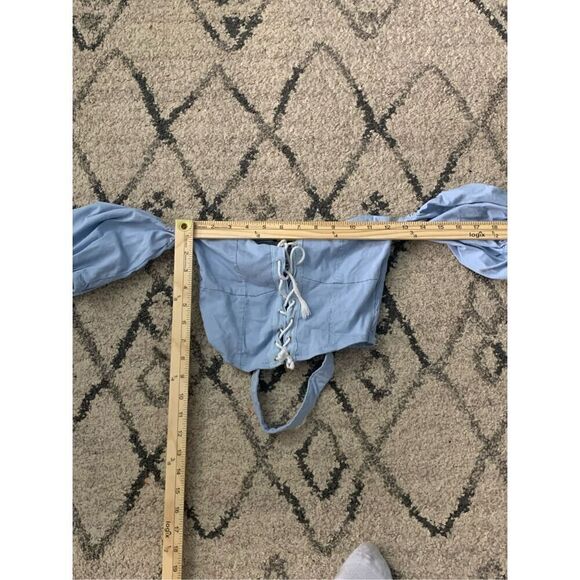 Nice women Love Highlight brand denim bustier style tie up. Size L preowned COND - Picture 8 of 8